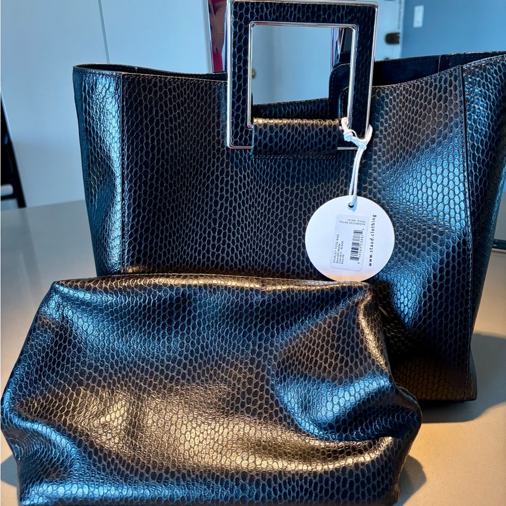 STAUD Black Shirley Tote and Pouch Set